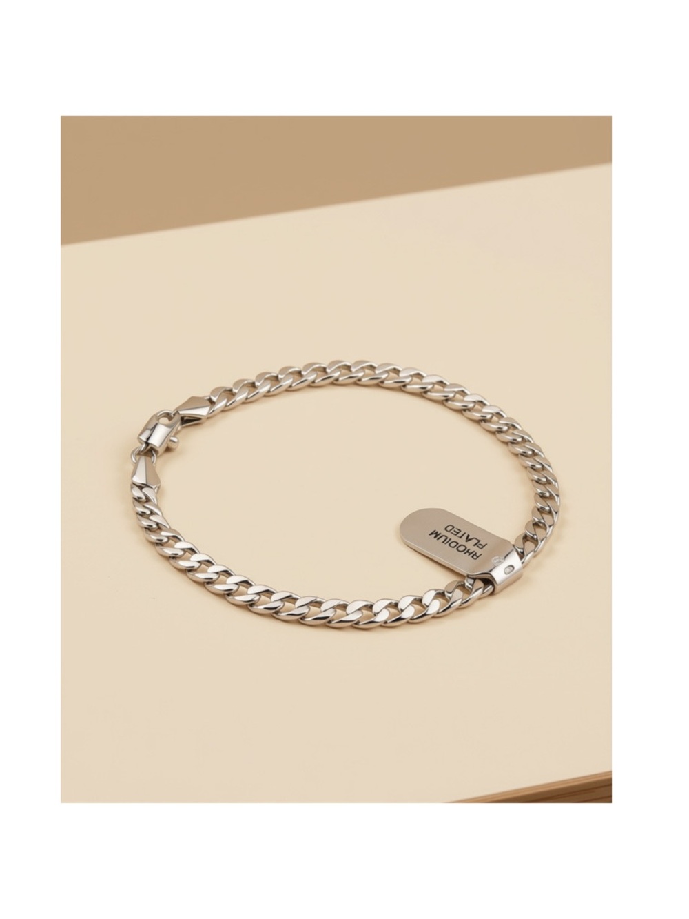 14k - RHODIUM PLATED / 7” Silver Women’s Curb Chain Bracelet